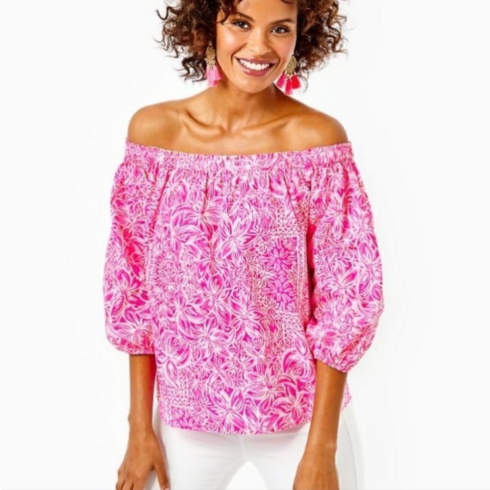 Lilly Pulitzer Winifred Top - Pinata Pink New Blooms on the Bloc - Size XL - NWT